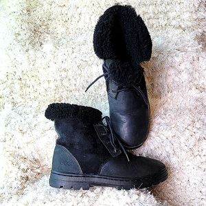 UGG Suede Shearling Collar Booties